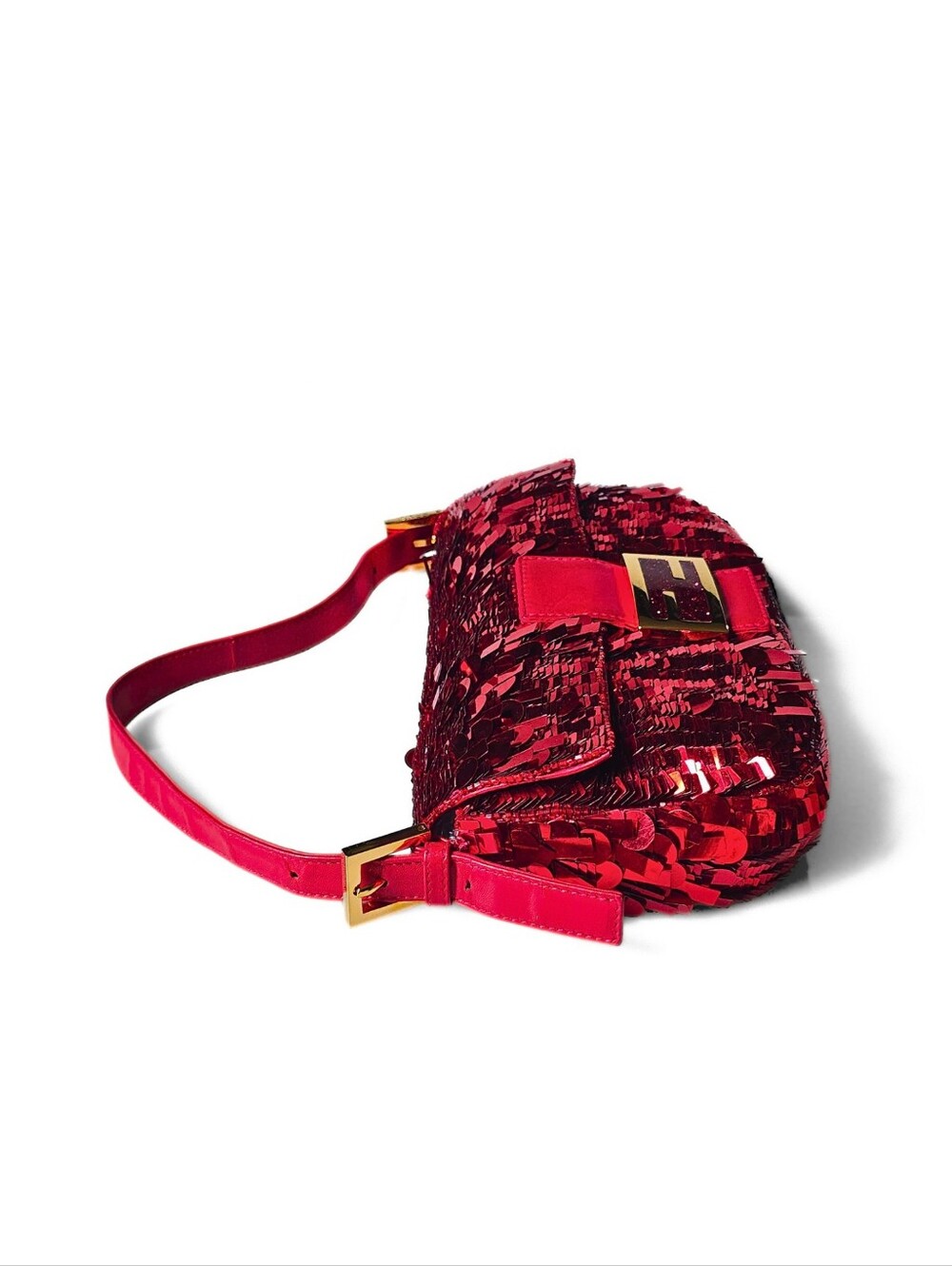 **SOLD**Fendi Baguette Vintage Ruby Red Sequins Red Version of ASO SATC - Picture 8 of 17